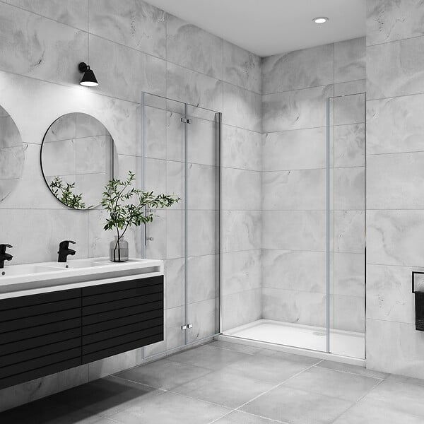 AICA SANITAIRE - AICA porte de douche pivotante 150x185cm porte de douche pliante avec un élément fixe en 6mm verre anticalcaire - large