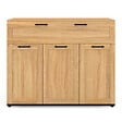 ID MARKET - Buffet 100 cm VITO 3 portes et 1 tiroir façon hêtre et poignées noires - vignette