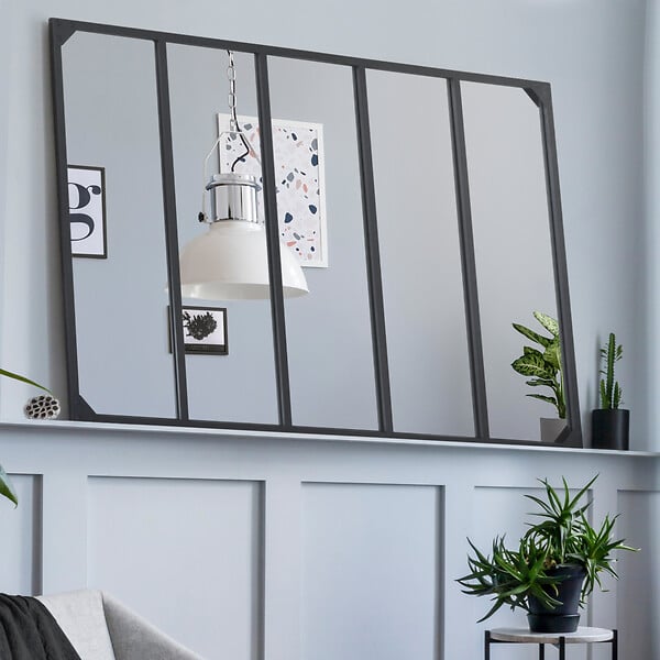 ID MARKET - Miroir verrière 5 bandes design industriel 140x84 cm - large