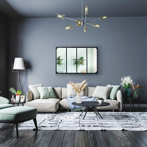 ID MARKET - Miroir verrière 4 bandes design industriel 110x70 cm - large