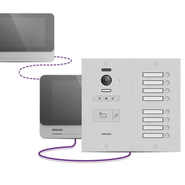 PHILIPS - Visiophone collectif pour 8 appartements / bureaux - compatible Vigik - Philips WelcomeHive 2 - large