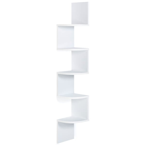 ID MARKET - Etagère murale d'angle ISA 5 niveaux blanche - large