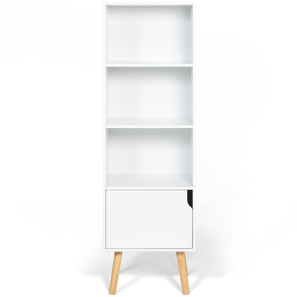 ID MARKET - Bibliothèque étagère de rangement colonne EMMIE scandinave blanc - large
