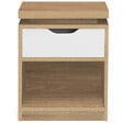 ID MARKET - Lot de 2 tables de chevet LUNA à LEDS 1 tiroir avec niche hêtre et blanc - vignette