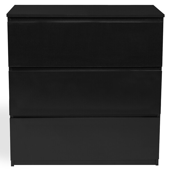 ID MARKET - Commode 3 tiroirs TOMI 78 cm bois noir - large