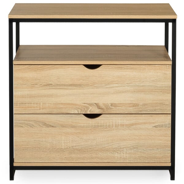 ID MARKET - Commode 2 tiroirs DETROIT 80 cm design industriel avec étagère - large