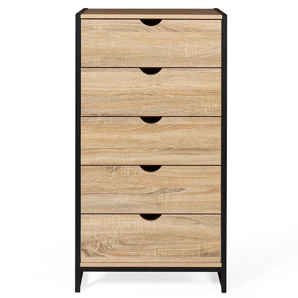 ID MARKET - Chiffonnier 5 tiroirs DETROIT 60 cm commode semainier design industriel - large