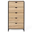 ID MARKET - Chiffonnier 5 tiroirs DETROIT 60 cm commode semainier design industriel - vignette