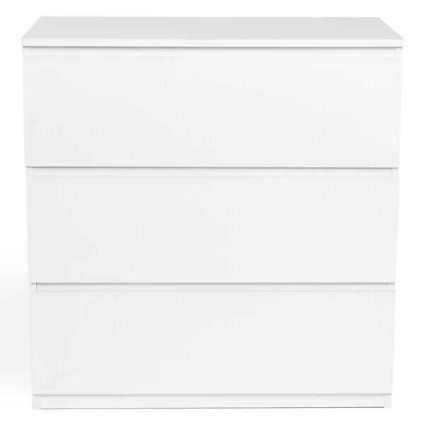 ID MARKET - Commode 3 tiroirs TOMI 78 cm bois blanc - large