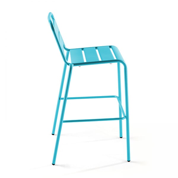 OVIALA - Chaise haute de jardin en métal bleu - Palavas - large