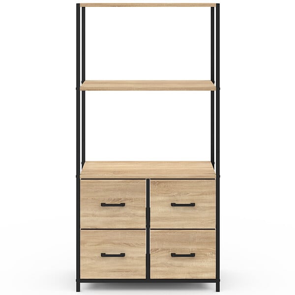 ID MARKET - Etagère 3 niveaux avec 4 tiroirs en tissu UTAH 120 cm meuble de rangement design industriel - large