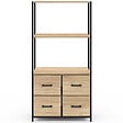 ID MARKET - Etagère 3 niveaux avec 4 tiroirs en tissu UTAH 120 cm meuble de rangement design industriel - vignette