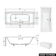 OTITEC - Baignoire rectangulaire 165 x75 cm - avec Tablier Blanc et Repose Tête OFFERT | QUADRO - vignette