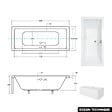 OTITEC - Baignoire rectangulaire 190  x 90 cm - avec Tablier Blanc et Repose Tête OFFERT | QUADRO - vignette