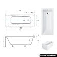 BESCO - Baignoire rectangulaire 150 x 70 cm - avec Tablier Blanc et Repose Tête OFFERT | MODERN - vignette
