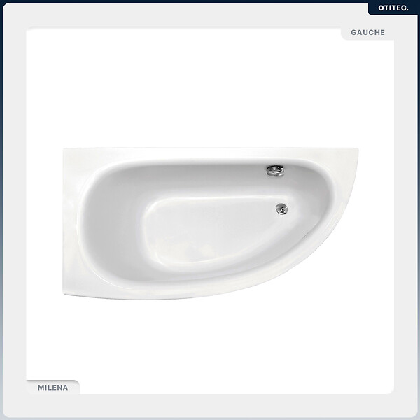 BESCO - Baignoire asymétrique - 150 x 70 cm - Gauche - avec Habillage - Pieds - Poignées - Repose-tête - Vidage Chrome - MILENA PREMIUM - large