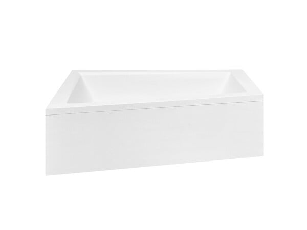 BESCO - Baignoire asymétrique 150 x 85 cm + tablier blanc + repose tête - INTIMA - Gauche - large