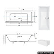 OTITEC - Baignoire rectangulaire 180  x 80 cm - avec Tablier Blanc et Repose Tête OFFERT | QUADRO - vignette