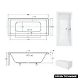 OTITEC - Baignoire rectangulaire 190 x 90 cm - avec Tablier Noir Mat et Repose Tête OFFERT | QUADRO - vignette