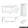 BESCO - Baignoire rectangulaire 130 x 70 cm - avec Tablier Blanc et Repose Tête OFFERT | MODERN - vignette
