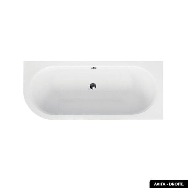 BESCO - Baignoire d'angle 170 x 75 cm - avec tablier noir Mat et repose tête offert | AVITA - Droite - large