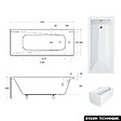 BESCO - Baignoire rectangulaire 160 x 70 cm - avec Tablier Noir Mat et Repose Tête OFFERT | MODERN - vignette