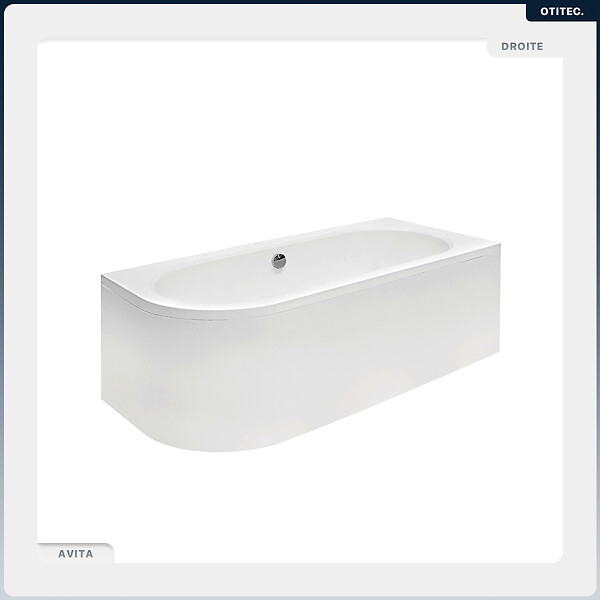 BESCO - Baignoire asymétrique - 180 x 80 cm - Droite - avec Habillage - Pieds - Vidage Chrome - AVITA - large