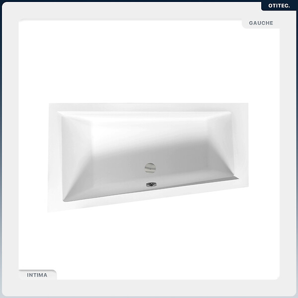 BESCO - Baignoire asymétrique - 150 x 85 cm - Gauche - avec Habillage - Pieds - Vidage Chrome - INTIMA - large