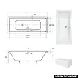 OTITEC - Baignoire rectangulaire 175  x 80 cm - avec Tablier Blanc et Repose Tête OFFERT | QUADRO - vignette