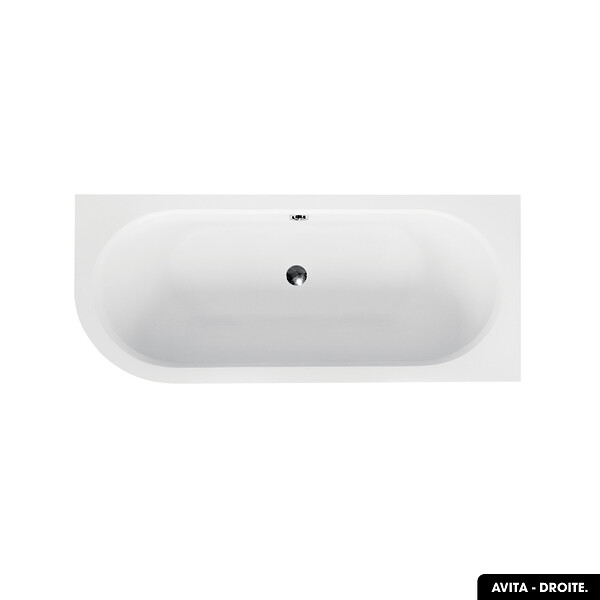 BESCO - Baignoire d'angle 150 x 75 cm - avec tablier noir Mat et repose tête offert | AVITA - Droite - large