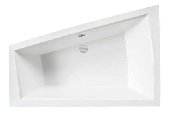 BESCO - Baignoire asymétrique blanche encastrée 180 cm x 125 cm + repose tête - INTIMA DUO SLIM - droite - large