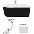 BESCO - Baignoire d'angle Noir et Blanc 170 x 75 cm + Siphon Graphite et Vidage inclus + Repose tête  -  AVITA S CLASSE - DROITE - vignette