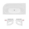 BESCO - Baignoire d'angle Noir et Blanc 170 x 75 cm + Siphon Graphite et Vidage inclus + Repose tête  -  AVITA S CLASSE - DROITE - vignette