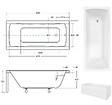 BESCO - Baignoire rectangulaire 160 x 70 cm + tablier noir mat + repose tête - OPTIMA - vignette