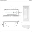 BESCO - Baignoire rectangulaire - 160 x 70 cm - avec Tablier Blanc - Pieds - Vidage Chrome - OPTIMA - vignette