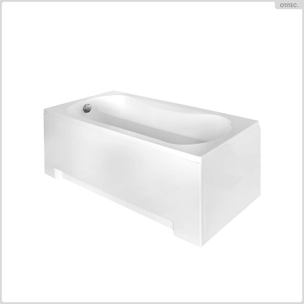 BESCO - Baignoire rectangulaire - 150 x 70 cm - avec Tablier Blanc - Pieds - Vidage Chrome - ARIA - large