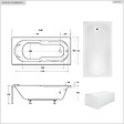 BESCO - Baignoire rectangulaire - 140 x 70 cm - sans Habillage - avec Pieds - Repose-tête - Vidage Chrome - BONA - vignette