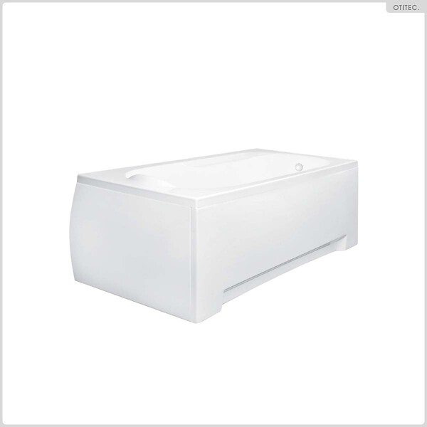 BESCO - Baignoire rectangulaire - 170 x 70 cm - avec Tablier Blanc - Pieds - Vidage Chrome - BONA - large