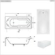 BESCO - Baignoire rectangulaire - 180 x 80 cm - sans Habillage - avec Pieds - Repose-tête - Étagère bambou - Vidage Chrome - BONA - vignette