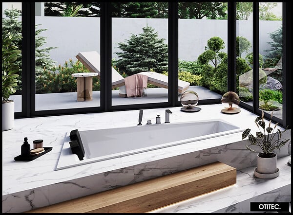 BESCO - Baignoire Asymétrique sans Tablier - 180 x 125 cm - INTIMA DUO SANS TABLIER - GAUCHE - 2 REPOSE-TÊTES OFFERTS - large