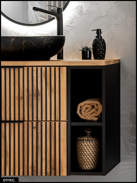 OTITEC - Cube de rangement - 20 x 57 cm - Noir - WOTANIA - large