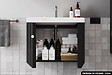 OTITEC - Ensemble complet de salle de bain - Meuble - Colonne - Miroir - Vasque à encastrer avec Siphon OFFERT | NOVA | Noir | 80 x 56 x 45 cm - vignette
