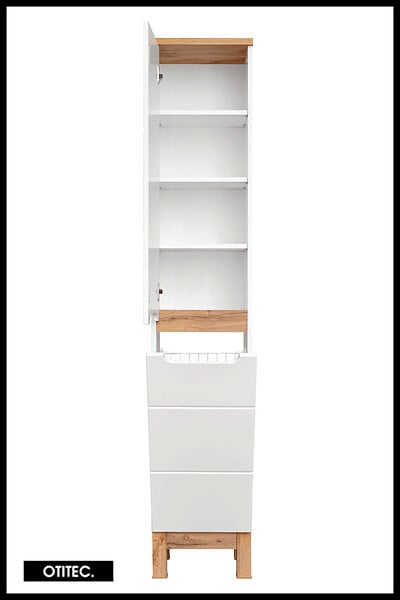 OTITEC - Colonne de salle de bain de 187 cm - Blanc - 2 portes - BALI - large