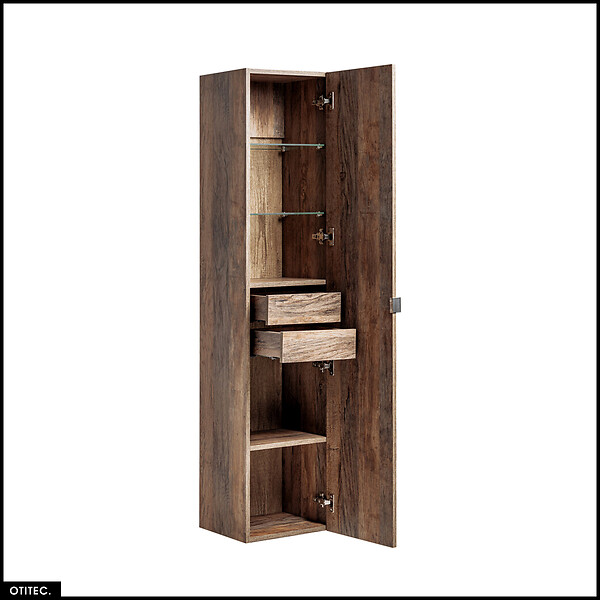 OTITEC - Colonne de salle de bain - 35 x 160 cm - 1 porte - 2 tiroirs - BOLD OAK - large