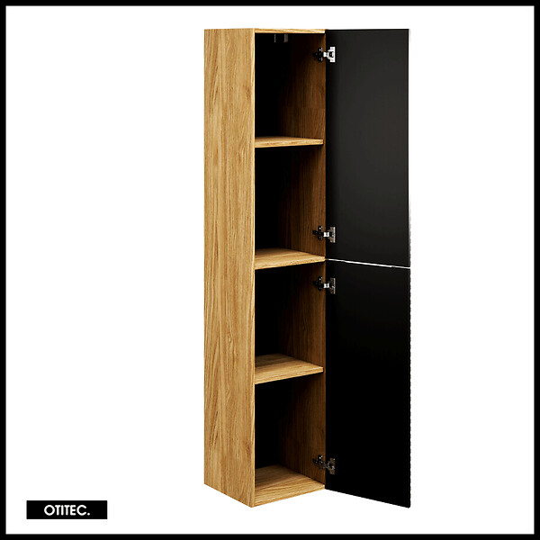 OTITEC - Colonne de salle de bain - 170 cm - Noir - 2 portes - SEA - large