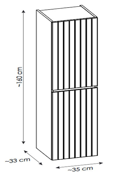 OTITEC - Colonne de salle de bain de 160 cm - Cachemire Mat - 2 portes - MINO - large