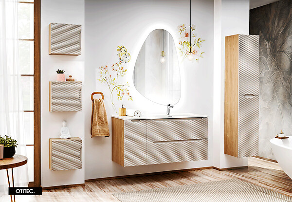OTITEC - Colonne de salle de bain - 170 cm - Beige - 2 portes - SEA - large