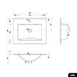 OTITEC - Vasque à encastrer avec siphon OFFERT | ILIO | Blanc | 60 × 2 × 46 - vignette