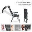 TECTAKE - 4 chaises de jardin pliantes en aluminium avec appui-tête gris anthracite - vignette
