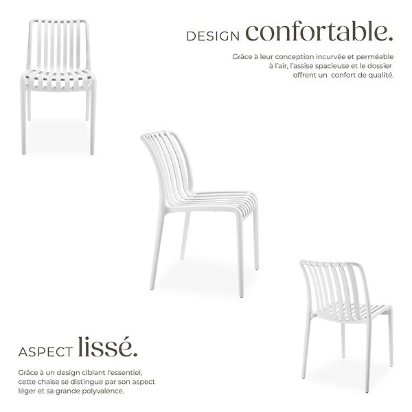TECTAKE - Chaises de jardin ALCUDIA résistantes aux intempéries et empilables crème - large